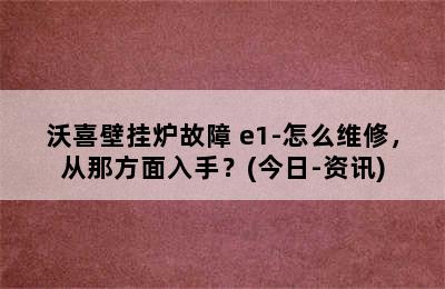 沃喜壁挂炉故障 e1-怎么维修，从那方面入手？(今日-资讯)